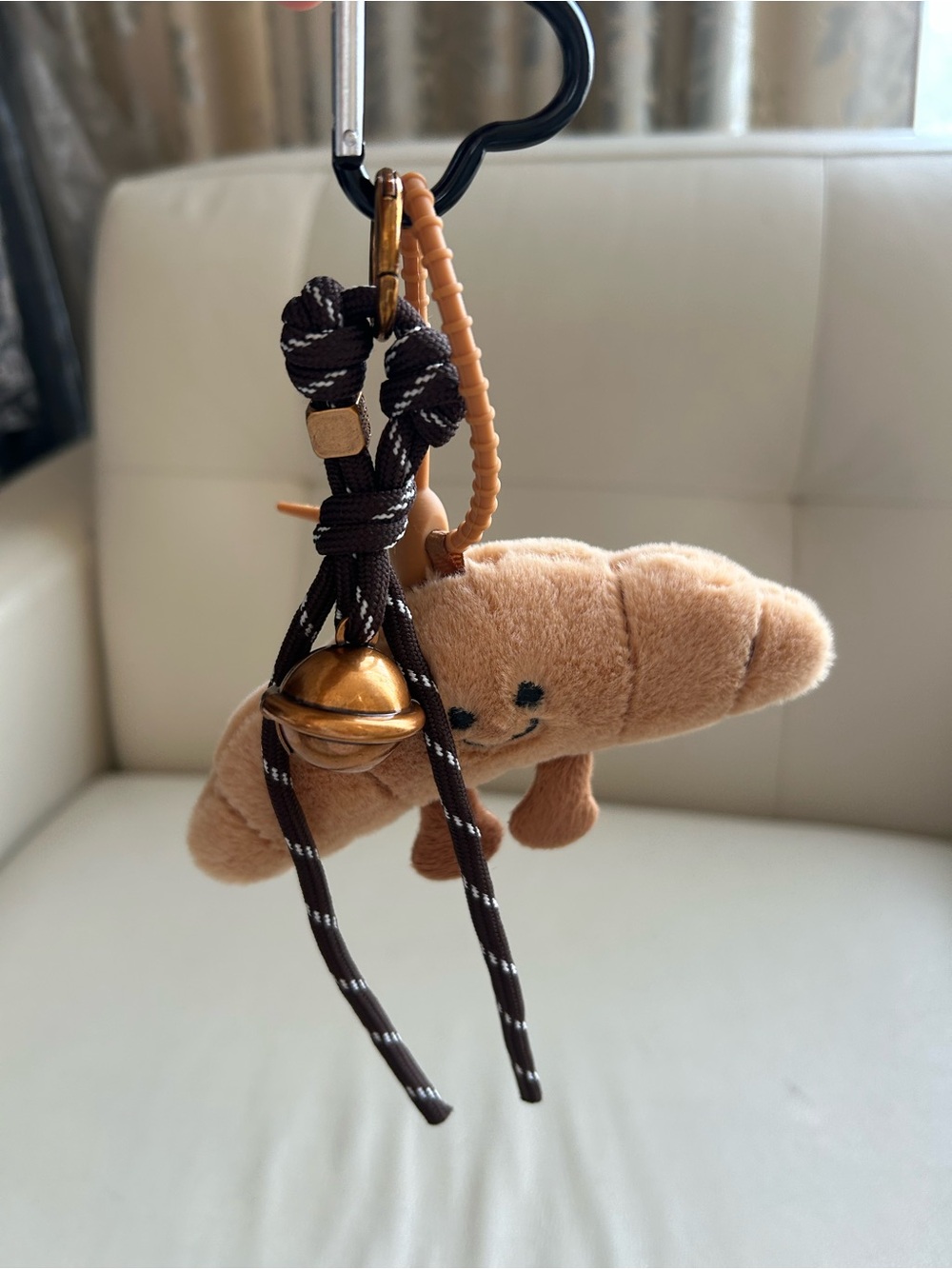 Plush Croissant bag Charm in Light Brown